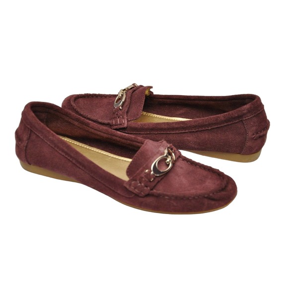 Coach FORTUNATA Suede Classic Driver Moc Loafer Flat Shoe Burgundy 7 New - Picture 1 of 7